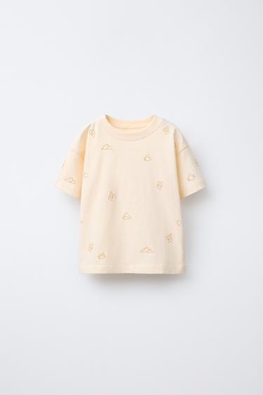 T-SHIRT MIT STICKEREI - Cremefarben von Zara - Bild 0