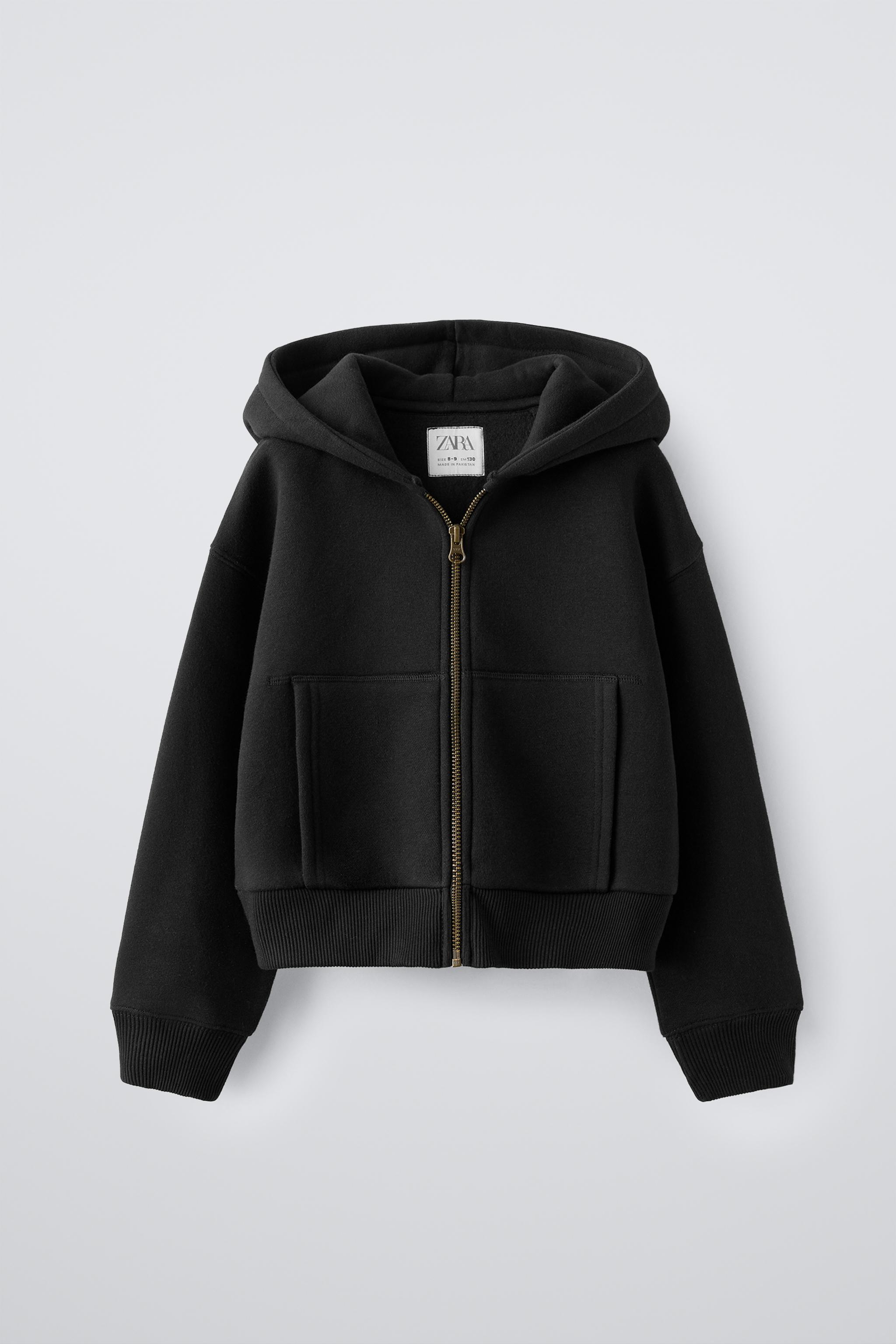 Zara Hooded Sweatshirt with Zip Black Kids