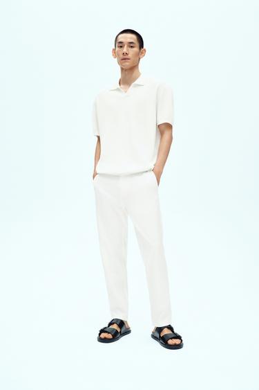 Zara 舒適版紋理長褲 - 磨白色