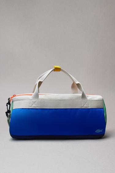 Zara MULTI-COLORED DUFFEL BAG - Blue