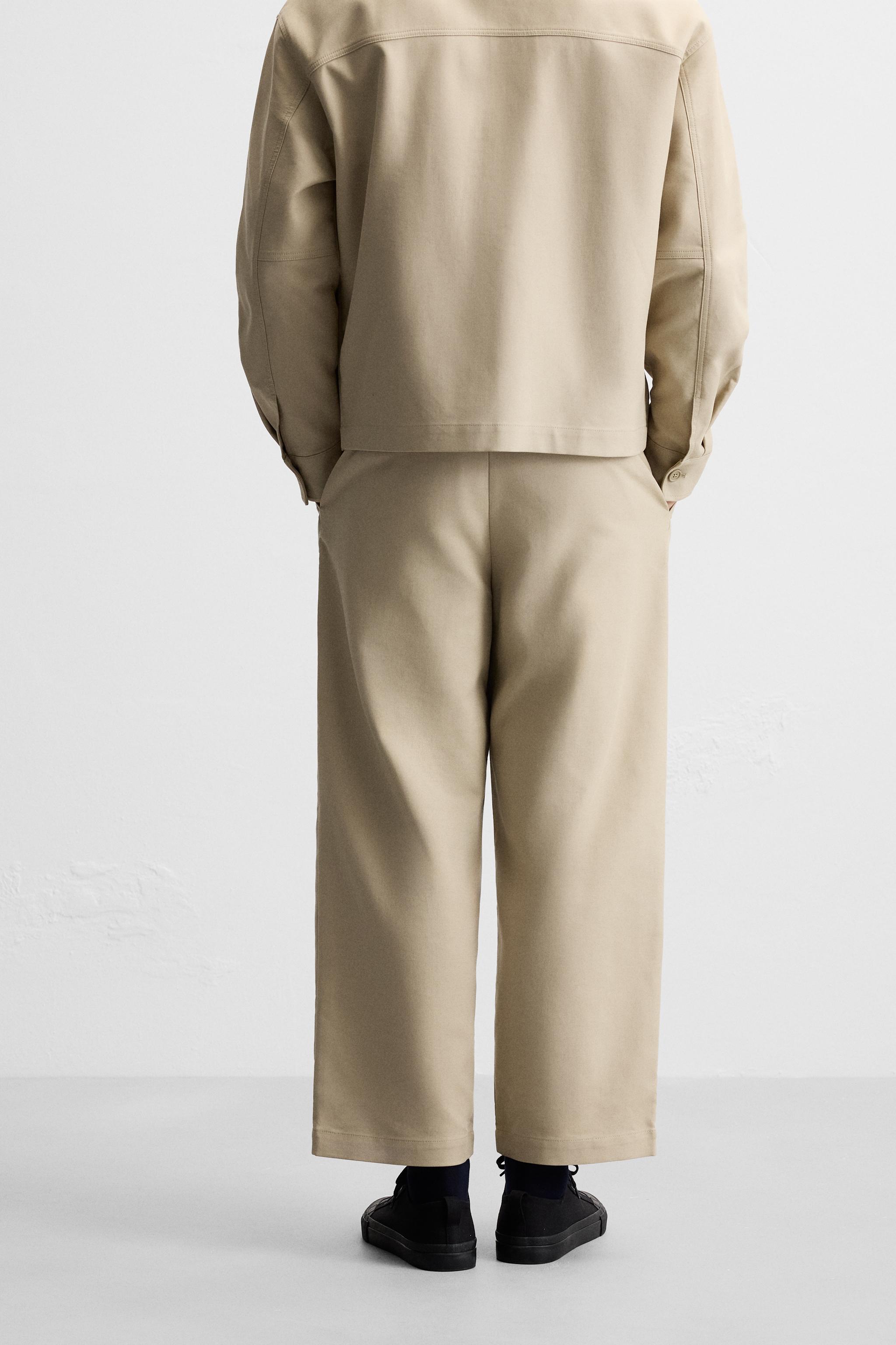 PLEATED STRAIGHT FIT PANTS - Beige | ZARA Canada