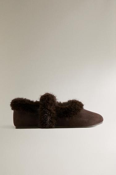 KIDS' WARM BALLERINAS - Brown by Zara - Image 0
