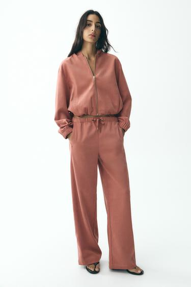 Zara ELASTIC WAIST PANTS - Pink - Image 0