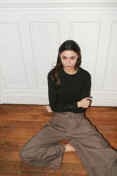 Zara 基本款平紋針織衫 - 深卡其色