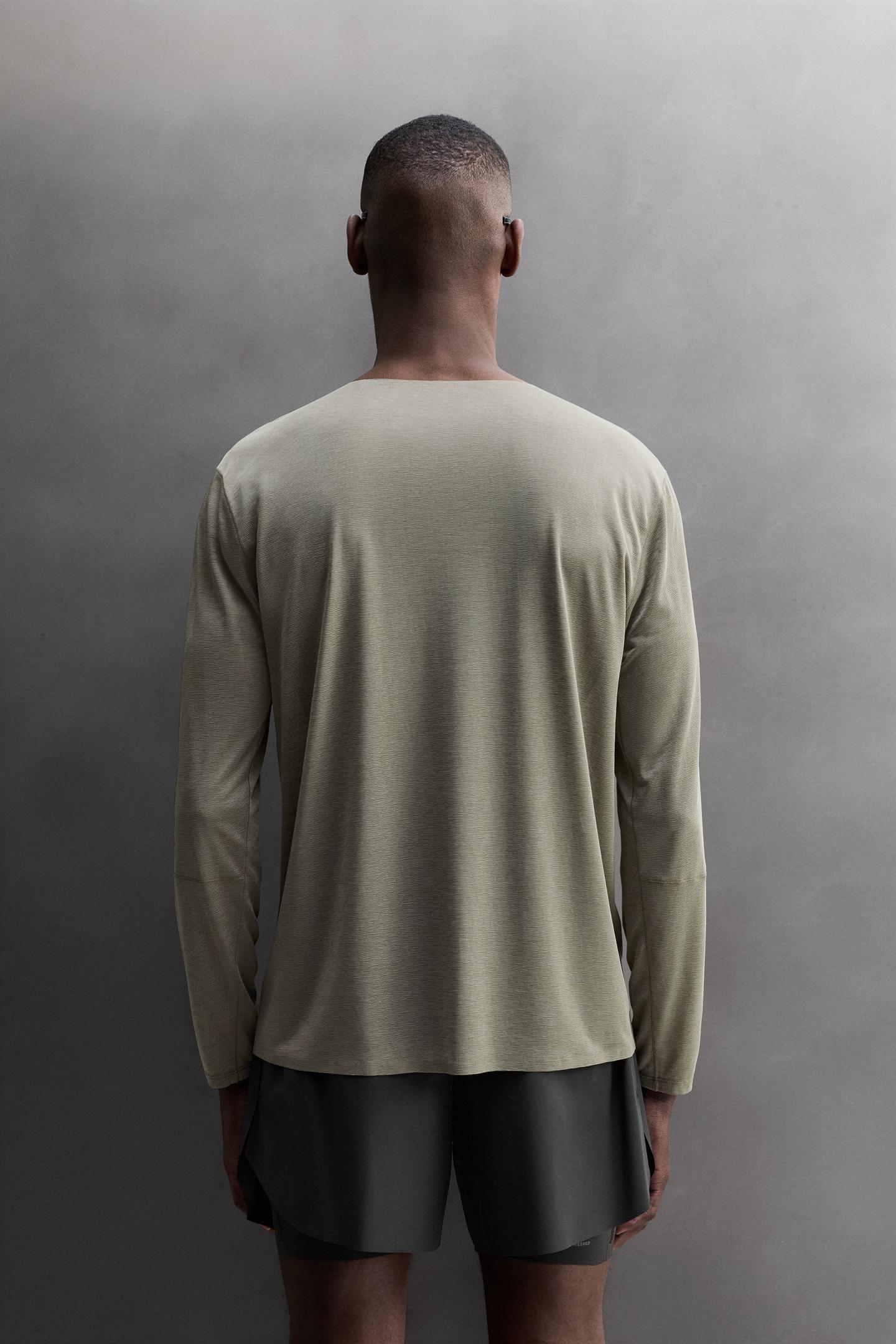 Мужская футболка Zara Lightweight Structured Running, цвет: Зелёный меланжевый — фото 3