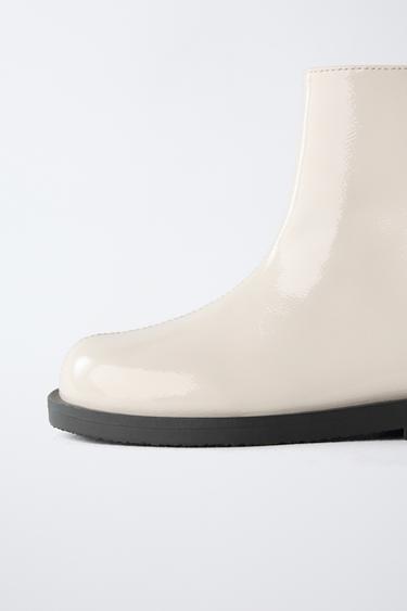 PATENT-FINISH ANKLE BOOTS - Ecru White by Zara - Image 5