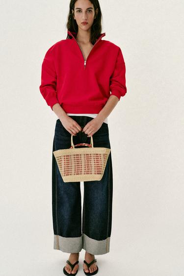 CABAS DOUBLE TRESSÉ - Beige clair de Zara