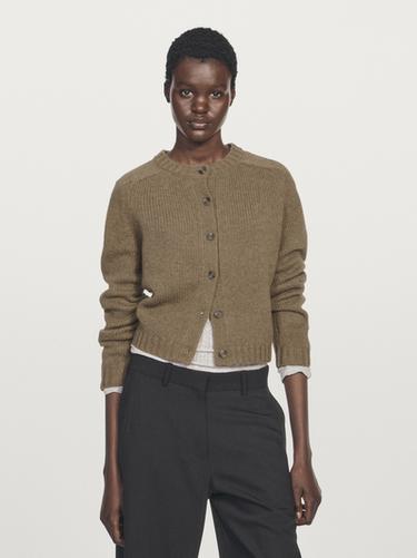 Cardigan à manches raglan 100 % laine - Vert clair de Zara