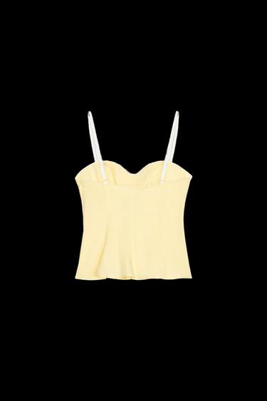 TOP POPELÍN LAZO PEPLUM - Amarillo de Zara