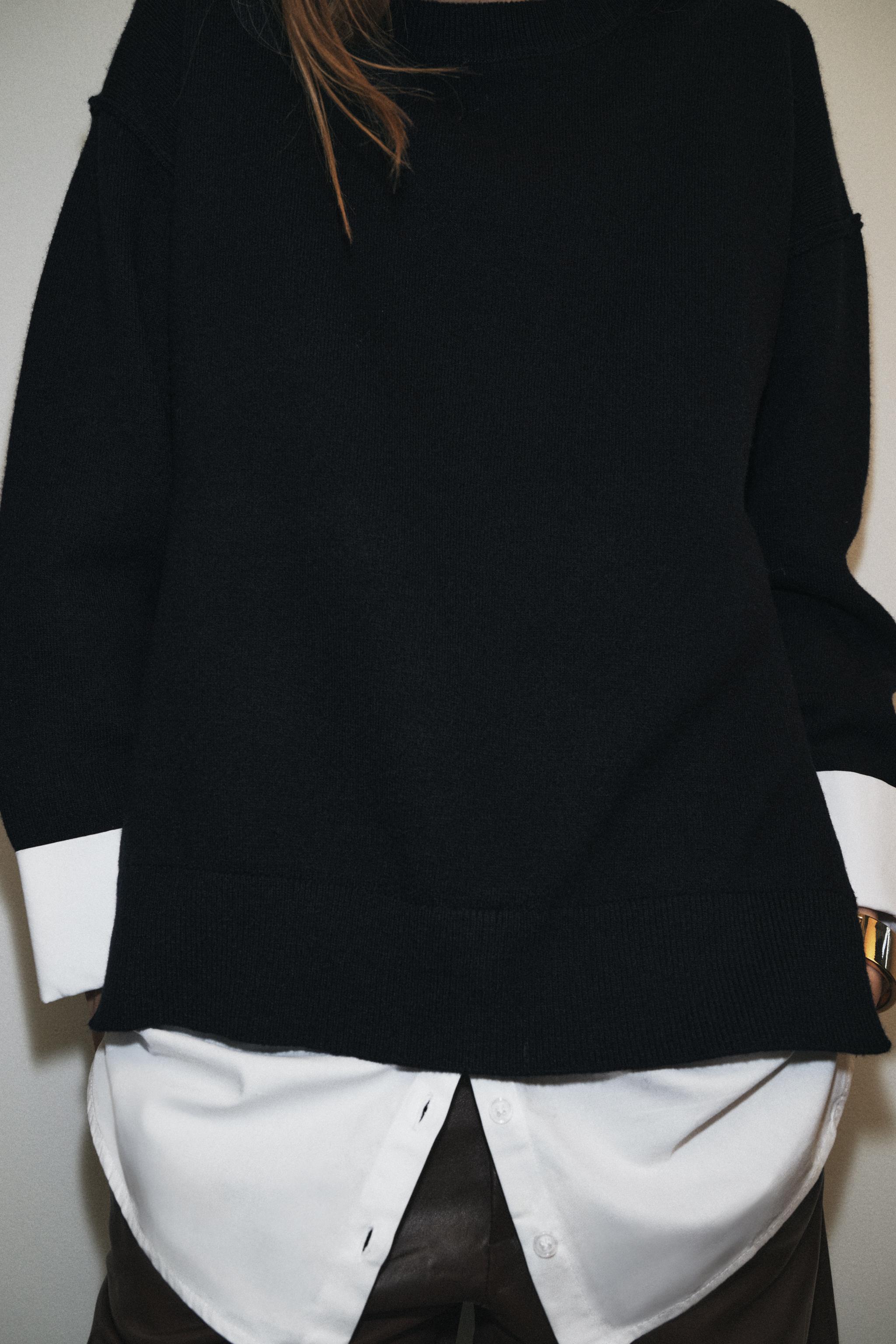 COMBINATION POPLIN KNIT JUMPER