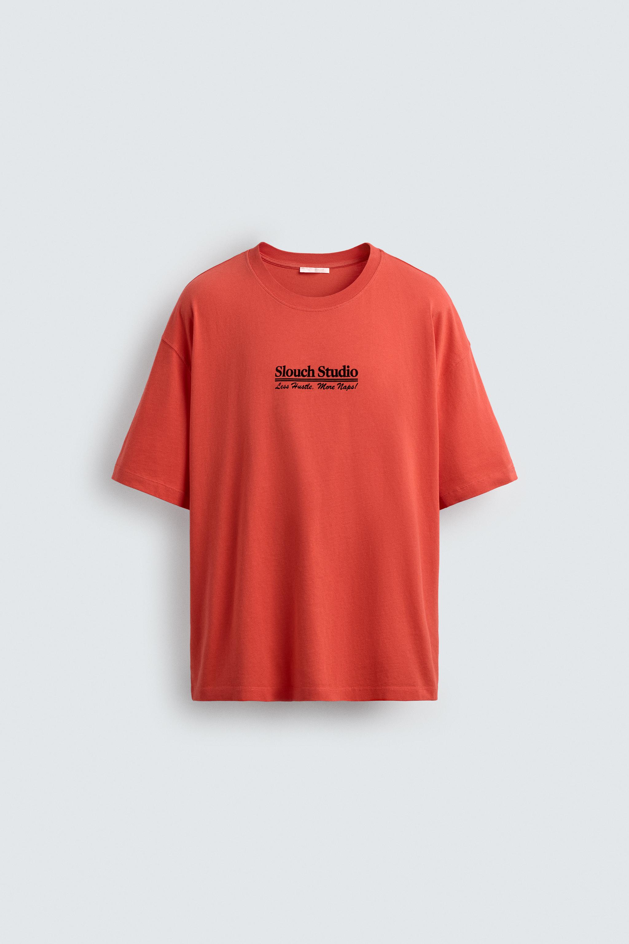 コントラストプリントTシャツ - オレンジ色 | ZARA Japan / 日本