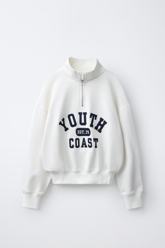 SLOGAN SPORTY SWEATSHIRT - White by Zara - Image 0