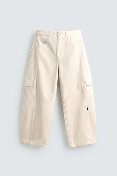 BAGGY FIT CARGO TROUSERS WITH SEAMS - Ecru by Zara