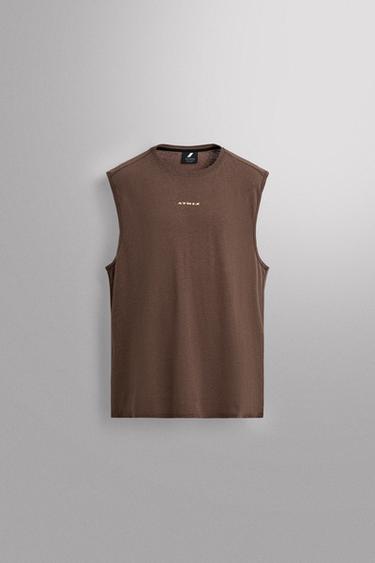CAMISETA TANK LINO - ALGODÓN - Marrón de Zara