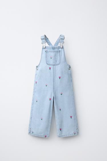 PETO DENIM TULIPANES BORDADOS - Azul claro de Zara - Imagen 0