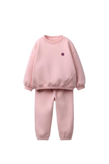 COMPLETO FELPA E JOGGER RICAMATO - Rosa di Zara