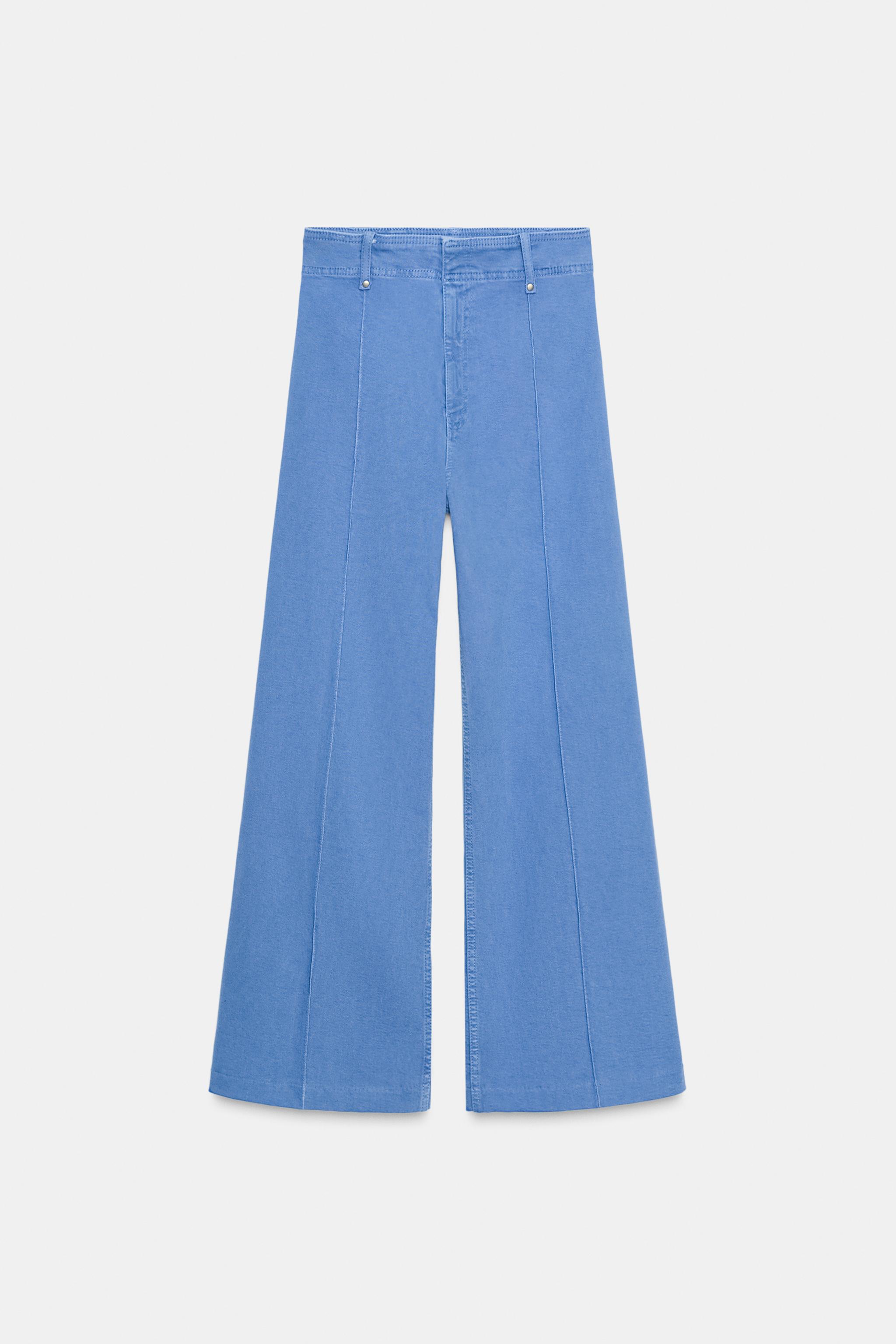 blue sky　プルソワン3点 JEANS ZW COLLECTION WIDE LEG CINTURA ALTA - Azul-claro | ZARA Brasil