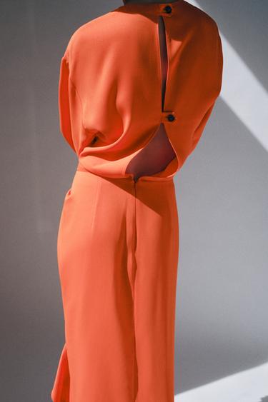 ROBE MI-LONGUE DRAPÉE ZW COLLECTION - Corail rouge de Zara - Image 2