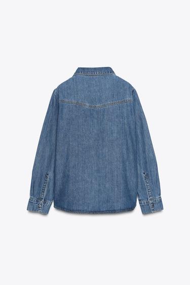 Z1975 FLUID DENIM SHIRT - Mid-blue by Zara - Image 5