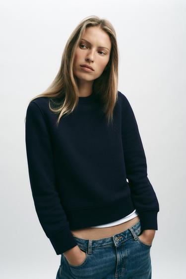 BASIC COTTON SWEATSHIRT - Navy blue by Zara