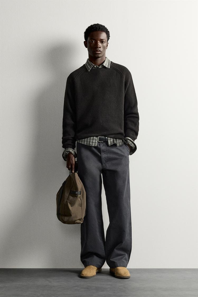 PURL-KNIT COTTON-WOOL JUMPER