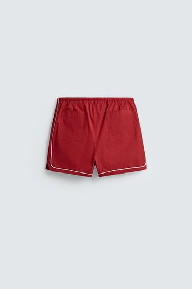 CONTRAST TRIM SHORTS - Red by Zara - Image 7