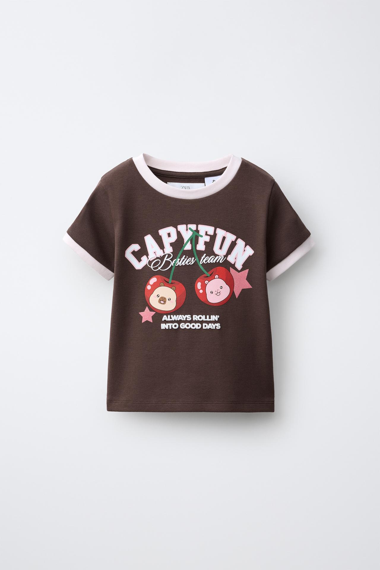 CAPYFUN © CHERRY PRINT T-SHIRT — Brown