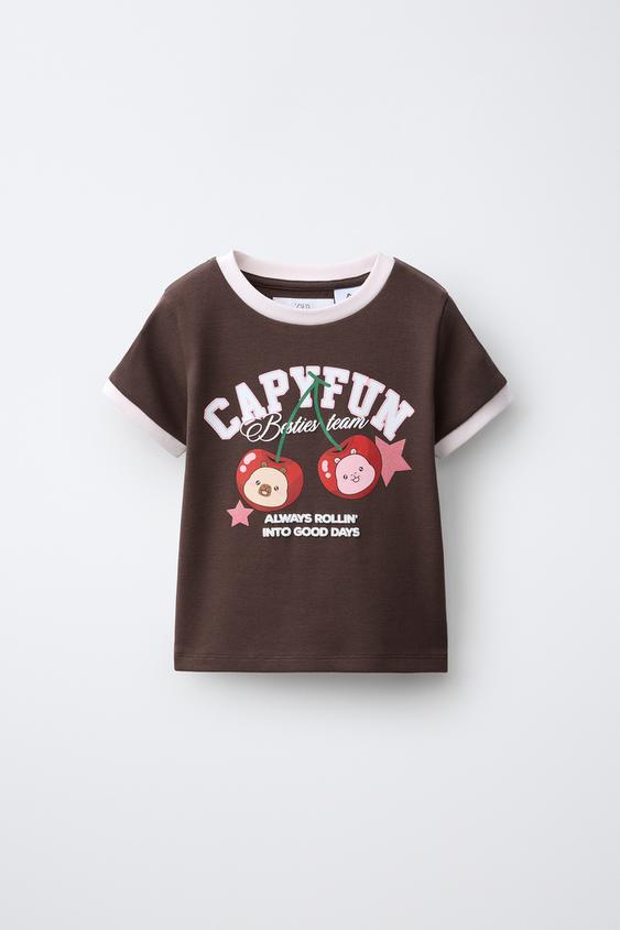 Zara CAPYFUN © CHERRY PRINT T-SHIRT - Brown - Image 0