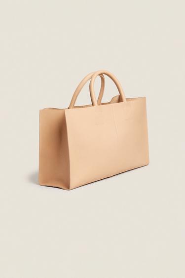 SAC CABAS EN CUIR - Beige clair de Zara - Image 1