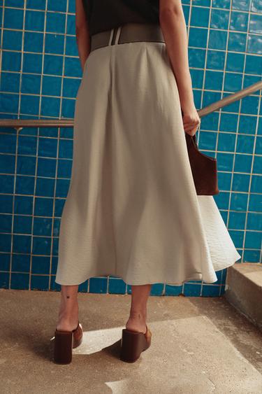 RUSTIC LAYERED SKIRT WITH BELT - Light beige by Zara - Image 2