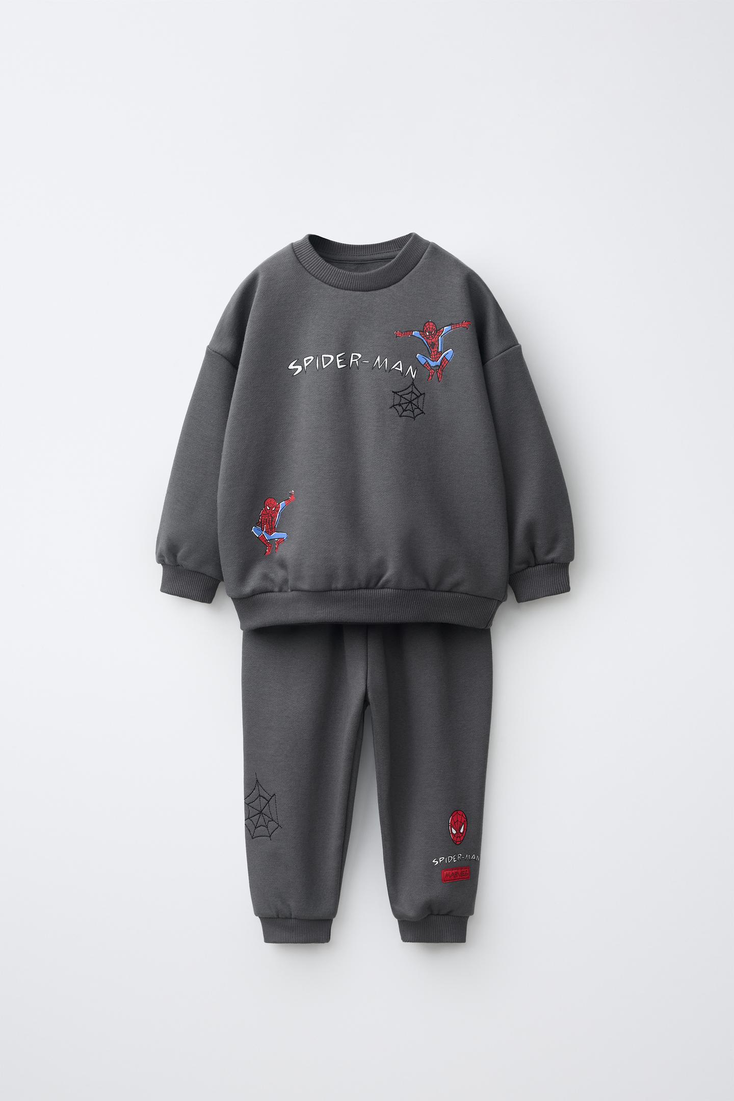 Детский комплект Zara Spider-Man © Marvel Sweatshirt and Jogger Pants Set, цвет: Антрацитовый серый — фото 1