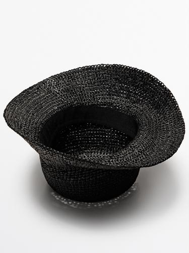 Zara Raffia hat - Black - Image 0