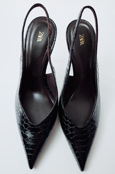 CHAUSSURES OUVERTES À L'ARRIÈRE À IMPRIMÉ - Noir de Zara