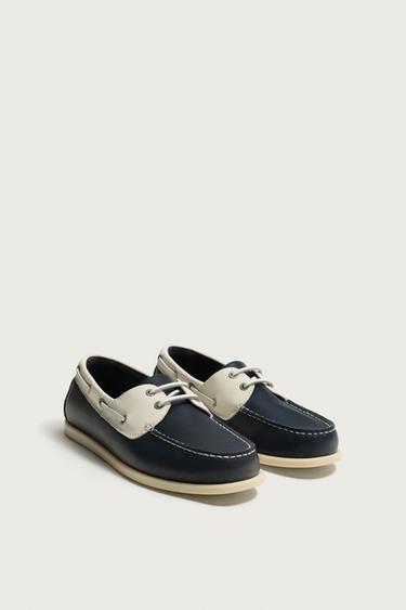 КОЖАНЫЕ ТОПСАЙДЕРЫ — Синий от Zara