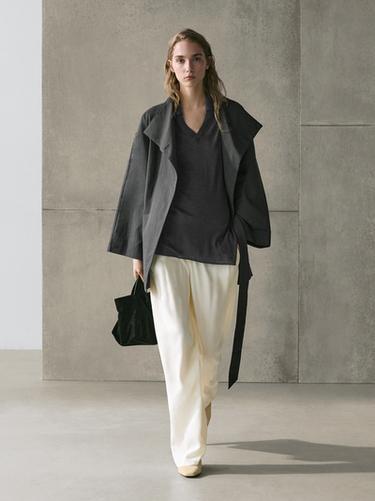 Zara Oversize silk and wool blend knit sweater - Charcoal gray