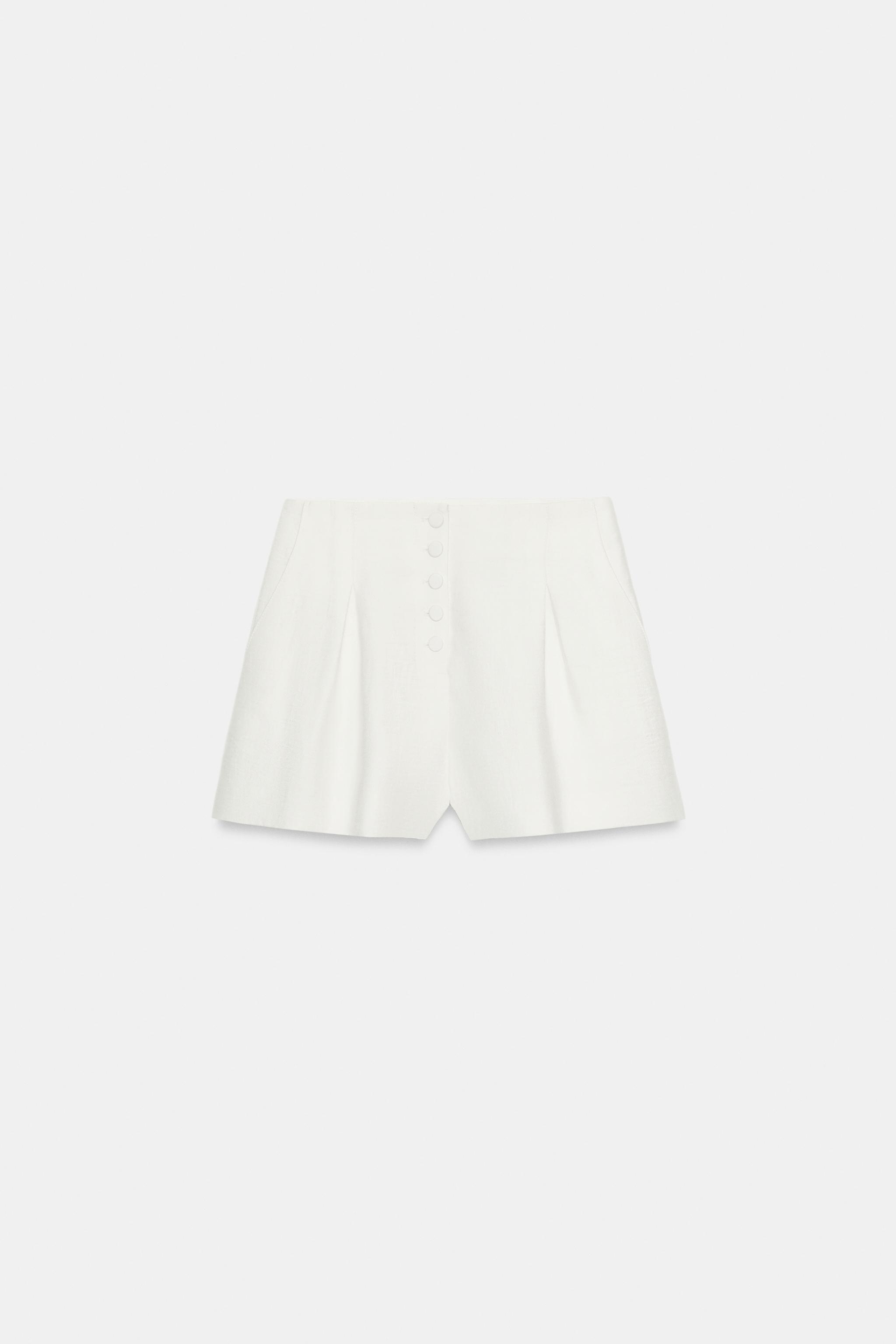 FABRIC-COVERED BUTTON SHORTS