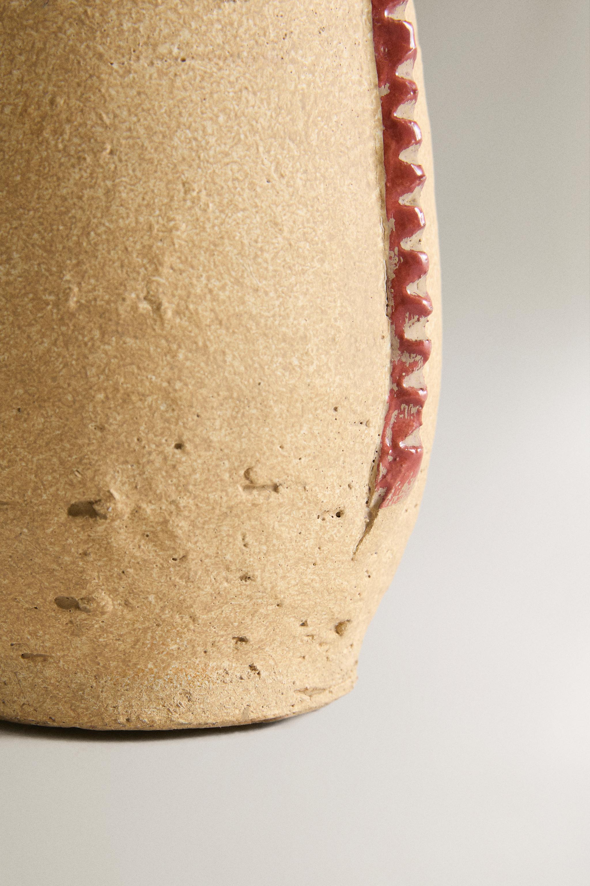 DECORATIVE TERRACOTTA VASE WITH HANDLES