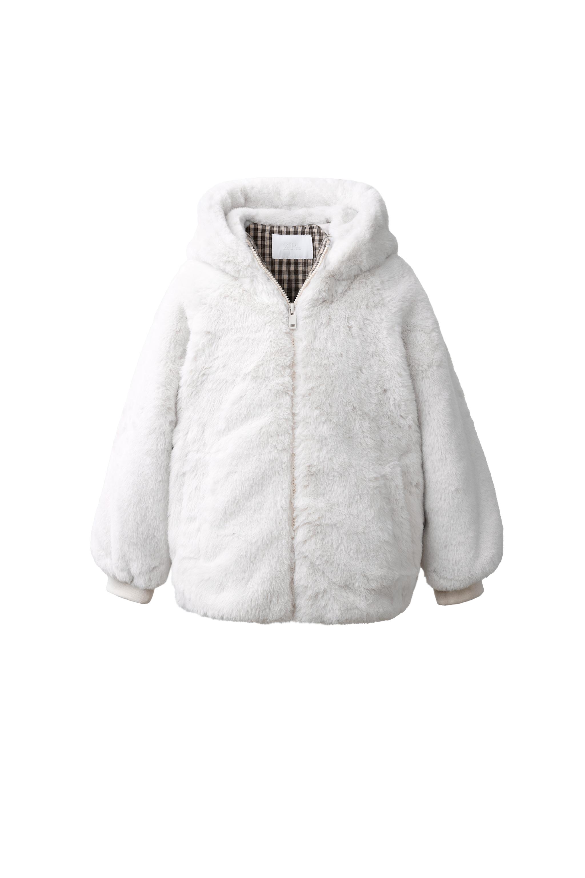 ZARA フェイクファー フーディジャケット ブラウン XLサイズ フェイクファー フード ジャケット - エクリュ | ZARA Japan / 日本