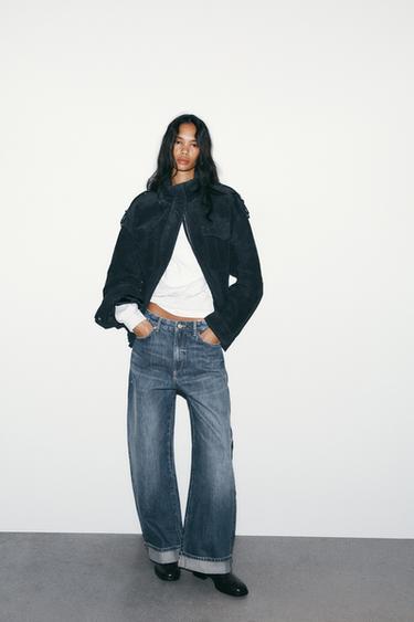 JEAN TRF BAGGY PLIÉ TAILLE NORMALE - Bleu de Zara