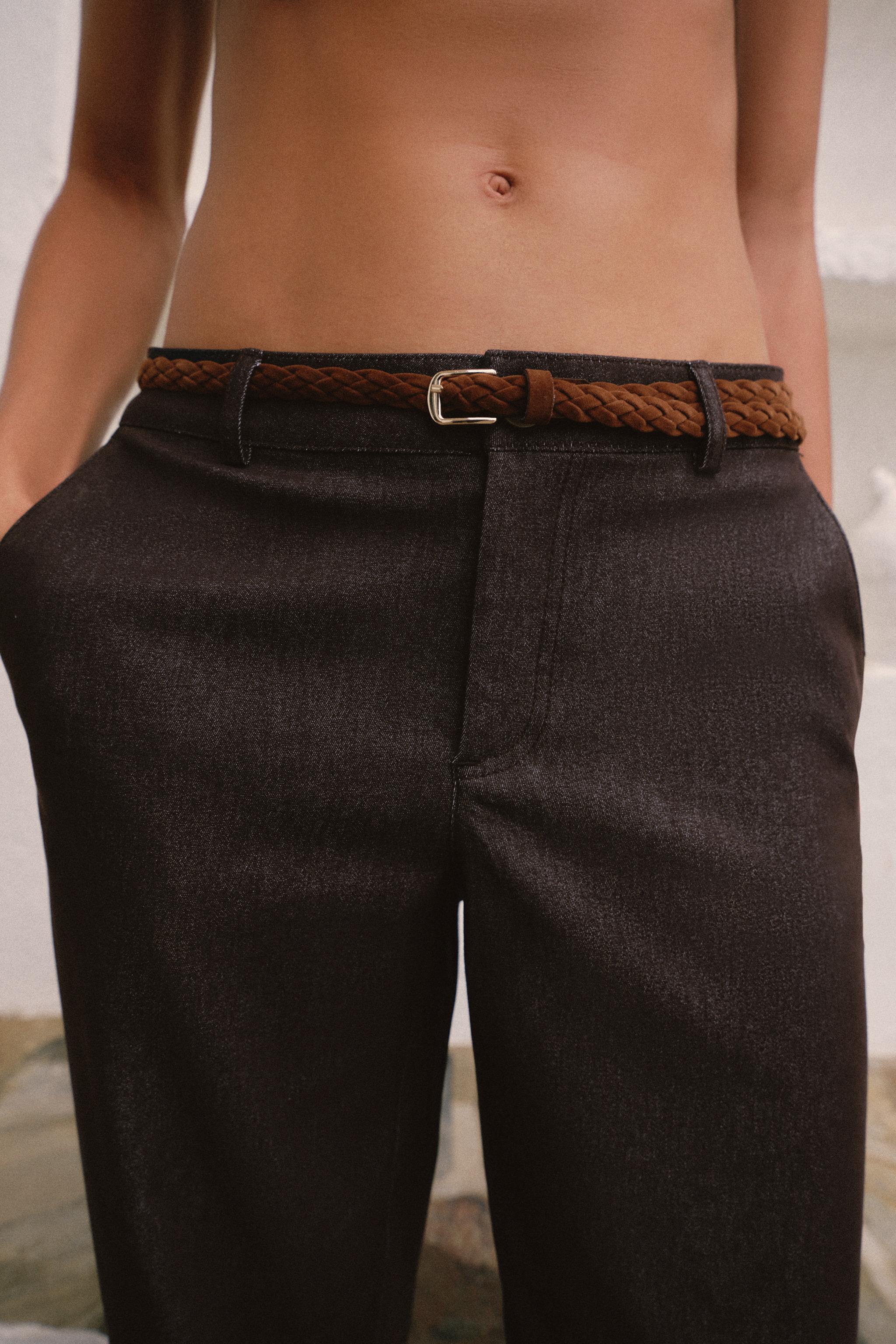 Женские брюки Zara BRAIDED BELT CHINO PANTS — фото 3