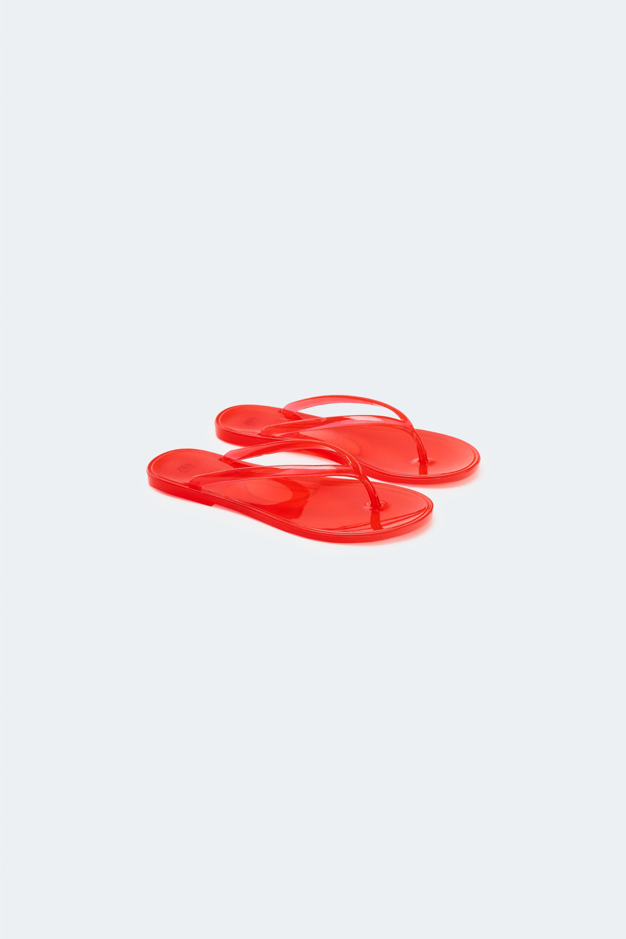 POOL SLIDE SANDALS — Red