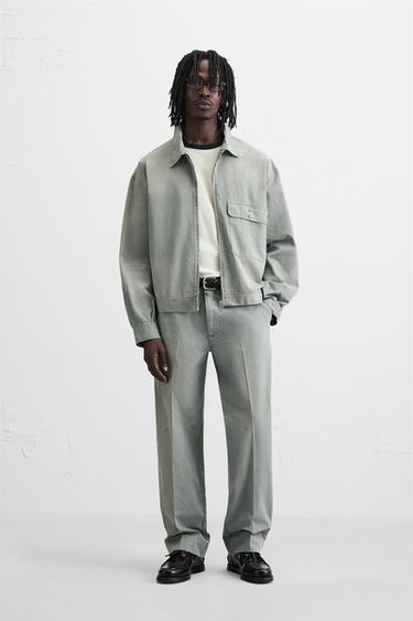 VINTAGE EFFECT PRINT CHINO TROUSERS - Grey by Zara - Image 0