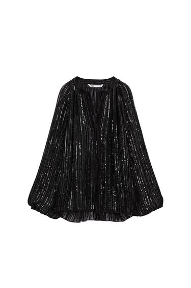 VOLUMINOUS BLOUSE WITH SEQUINS