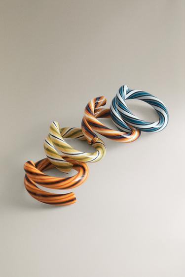 LOT PORTE-SERVIETTES VERRE SPIRALE (LOT DE 4) - Marron de Zara - Image 1