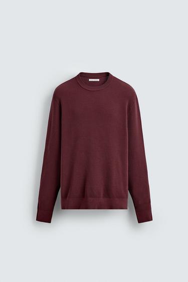 كنزة WAFFLE بقصّة عادية - عنابي الخاص بـ Zara