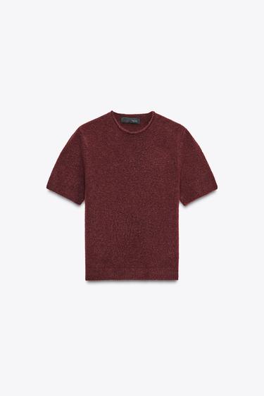SHORT SLEEVE KNIT SWEATER - Burgundy by Zara - Image 4