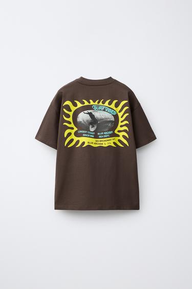 SURF VIBES RAISED T-SHIRT - Brown by Zara