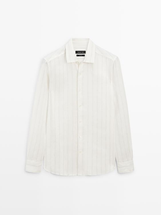 100% linen regular fit striped shirt from Zara - $130