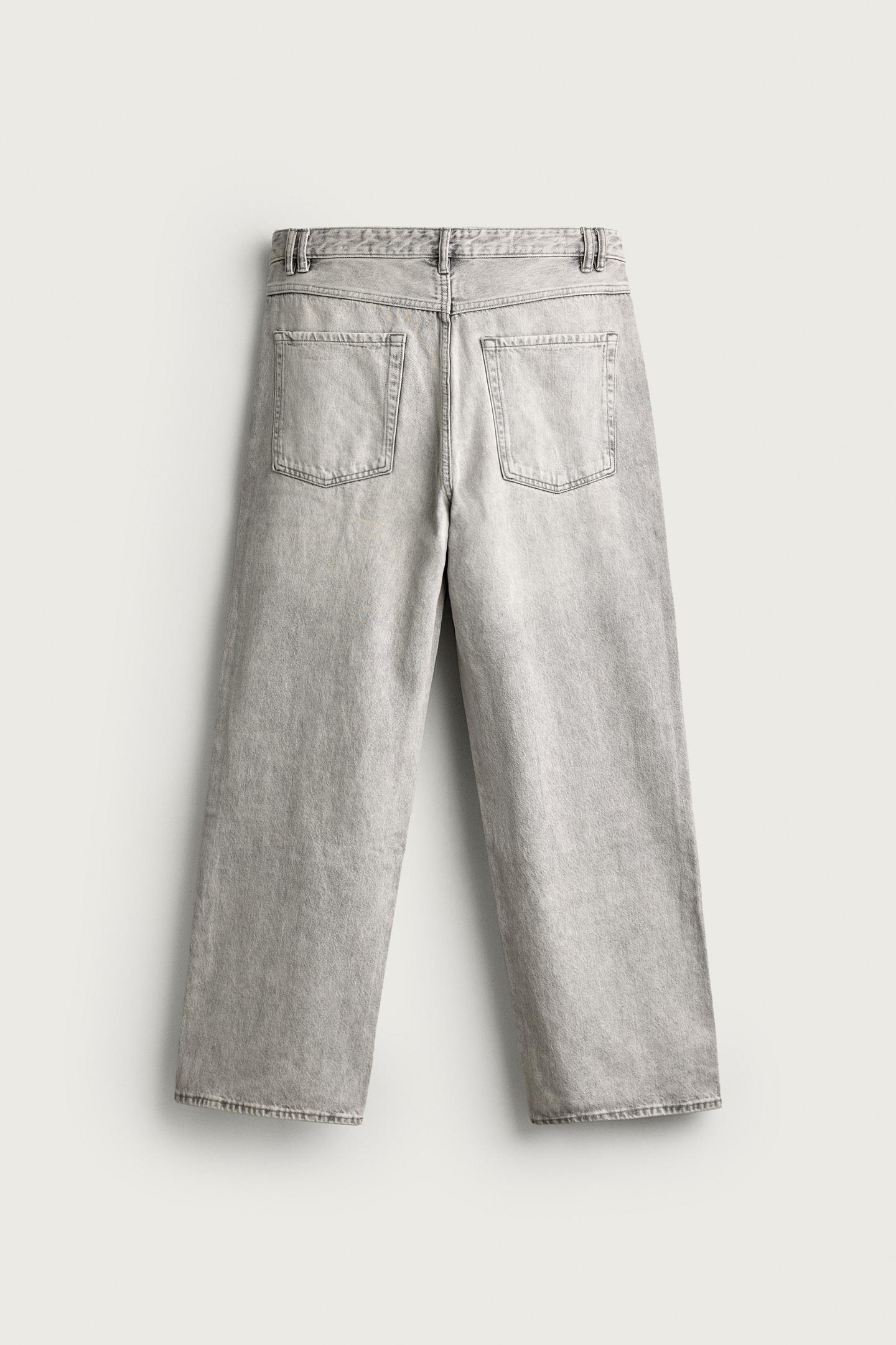 Мужские джинсы Zara Loose Fit, цвет: Жемчужный серый — фото 8