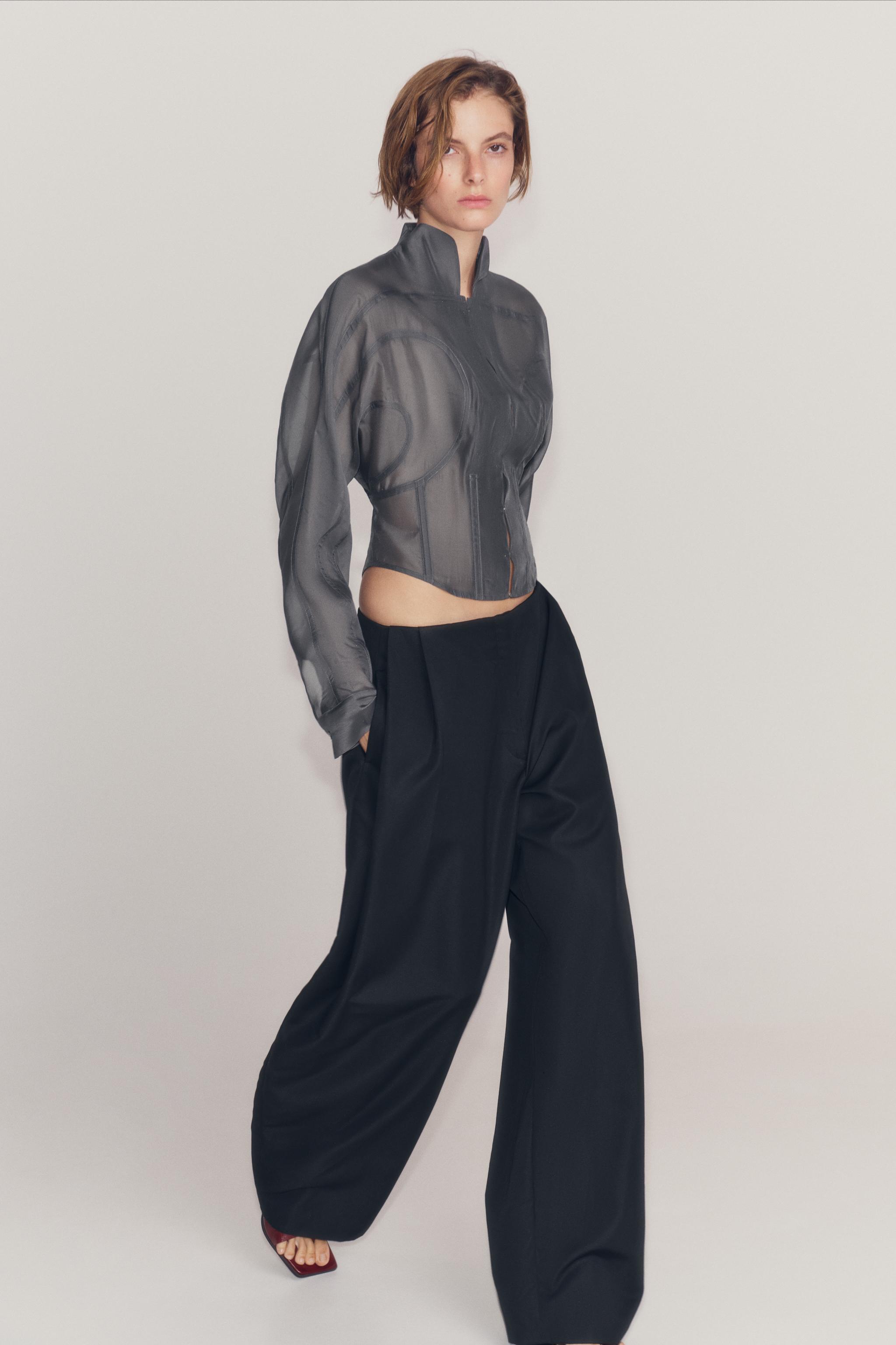 Женские рубашки Zara ZW COLLECTION CORSET SHIRT — фото 8